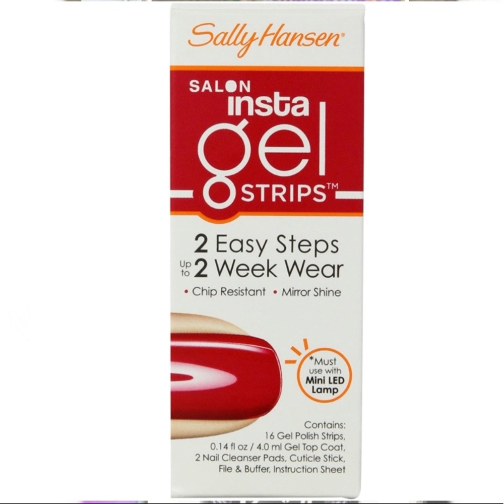 Red My l lips - solid red print Sally Hansen Insta gel strips